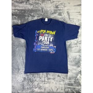 Chris Brown 2017 The Party‎ Tour Concert Tee XL Delta Blue Graphic Hip Hop
